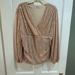 Grace Karin Champagne Sequin Blouse​